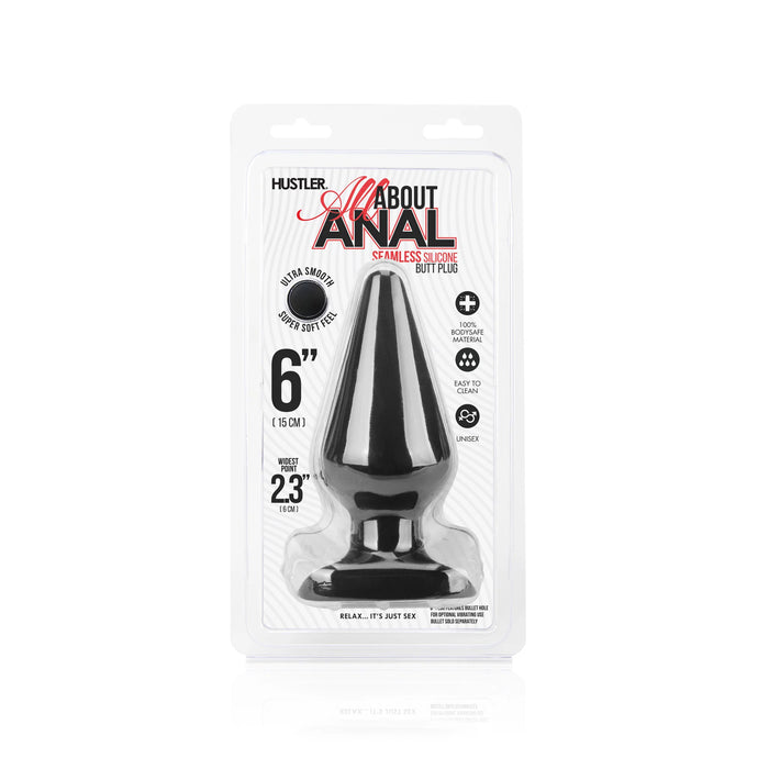 Hustler All About Anal 6 in. Seamless Silicone Butt Plug Black