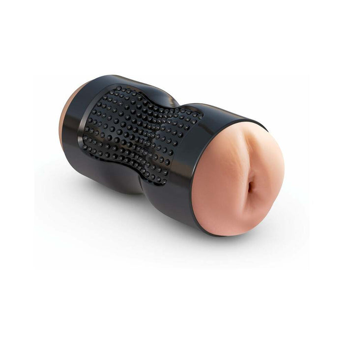 PDX Tight Grip Pussy & Ass Dual Density Squeezable Masturbator Beige/Black