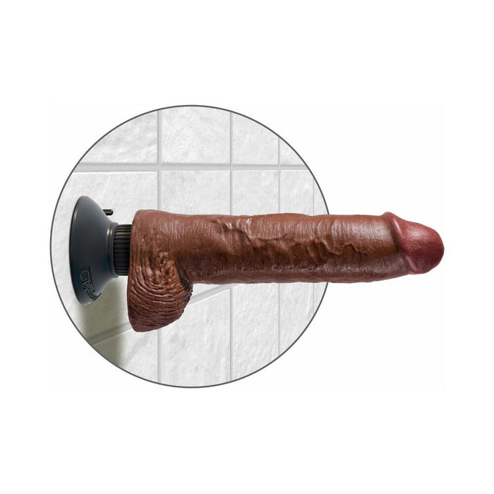 Pipedream King Cock 10 in. Vibrating Cock With Balls Poseable Suction Cup Dildo Brown