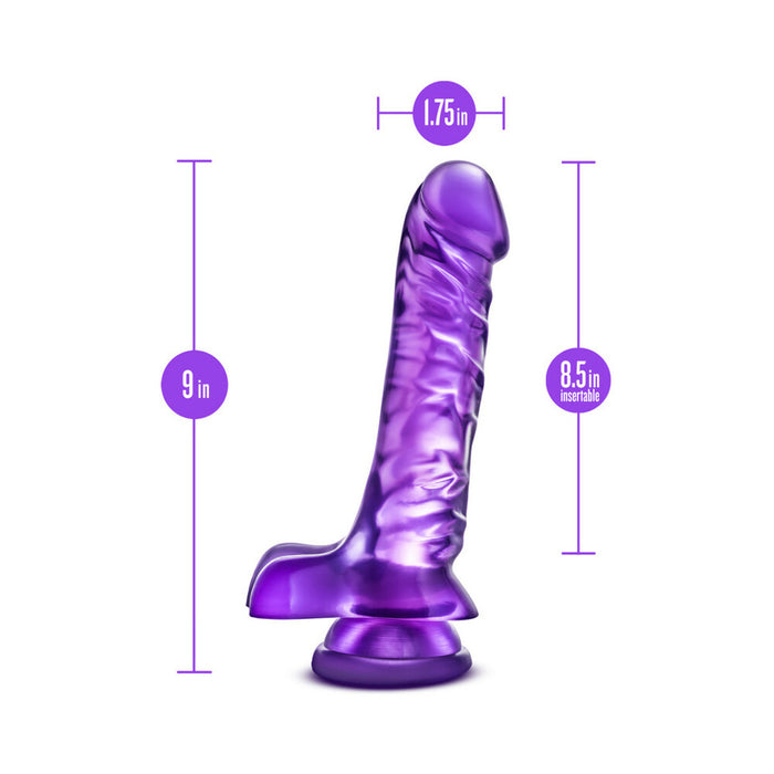 Blush B Yours Basic 8 Realistic 9 in. Dildo with Balls & Suction Cup Purple