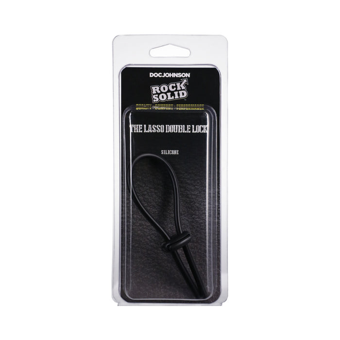 Rock Solid Black Silicone Double Lock Adjustable  Lasso/Bolo