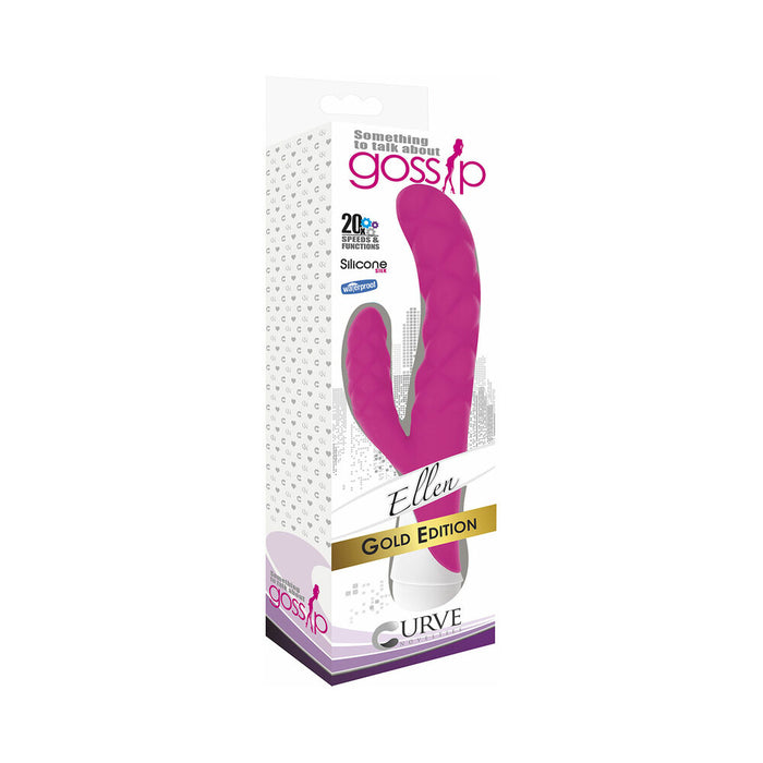 Curve Toys Gossip Ellen Waterproof Textured Silicone Flexible Dual Stimulation Vibrator Magenta