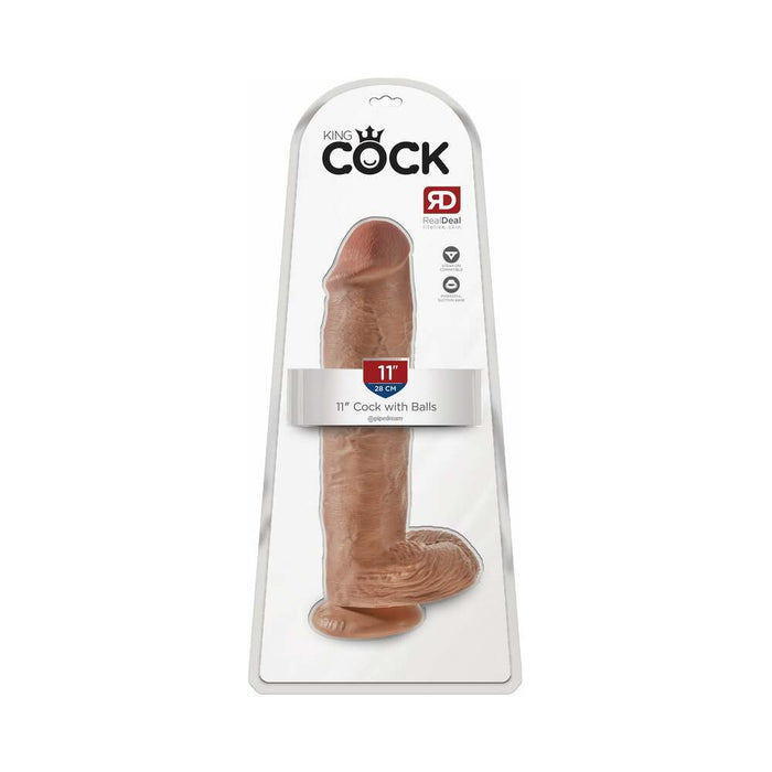 Pipedream King Cock 11 in. Cock With Balls Realistic Suction Cup Dildo Tan