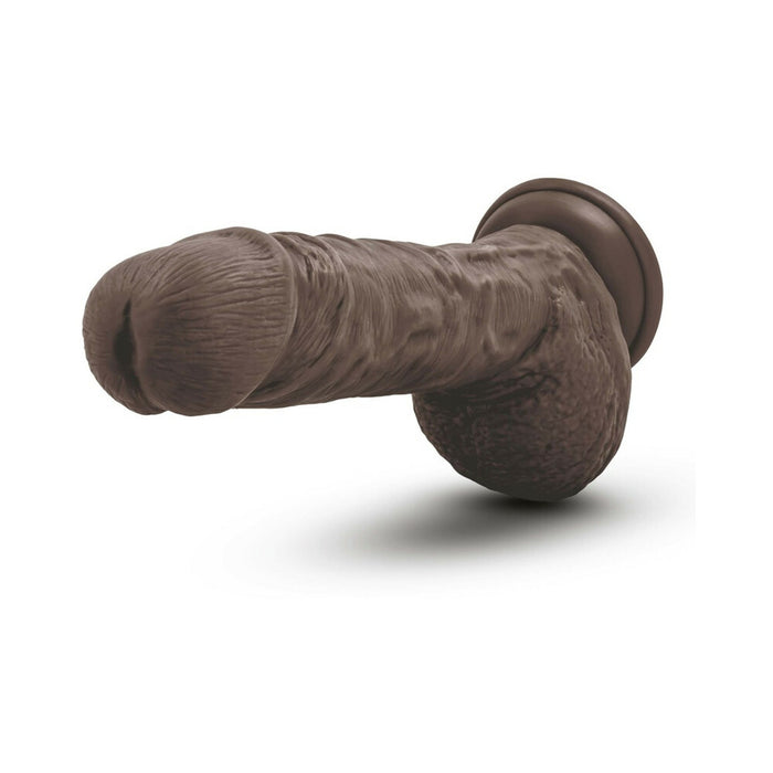 Blush Au Naturel 9 in. Posable Dual Density Dildo with Balls & Suction Cup Brown