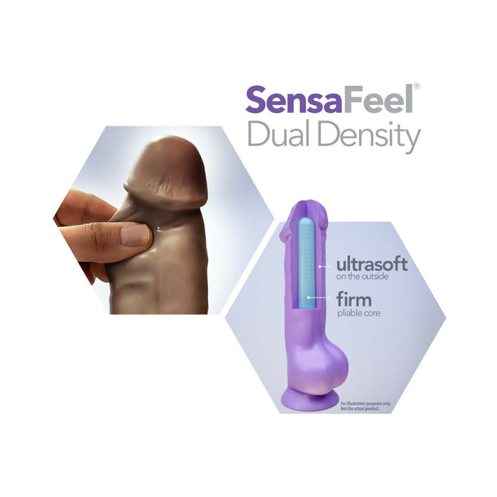 Blush Au Naturel 9 in. Posable Dual Density Dildo with Balls & Suction Cup Brown