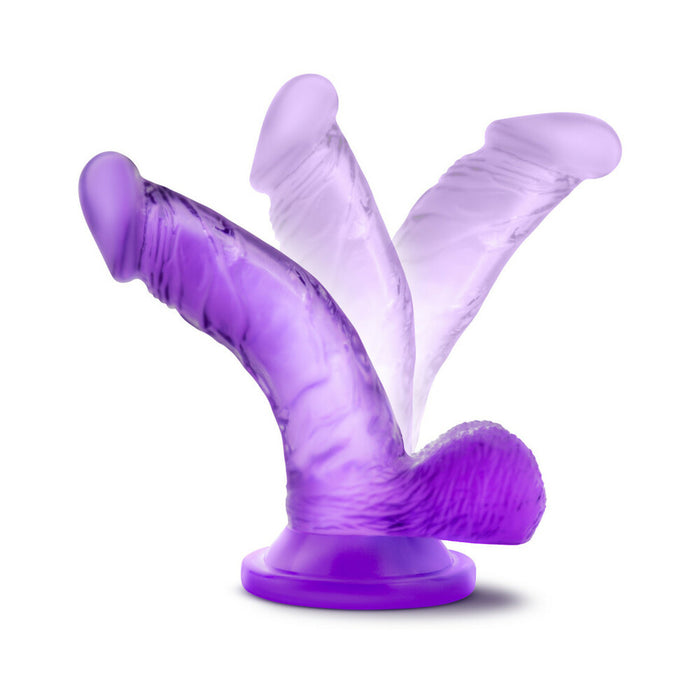 Blush Naturally Yours 4 in. Mini Cock Realistic Dildo with Balls & Suction Cup Purple