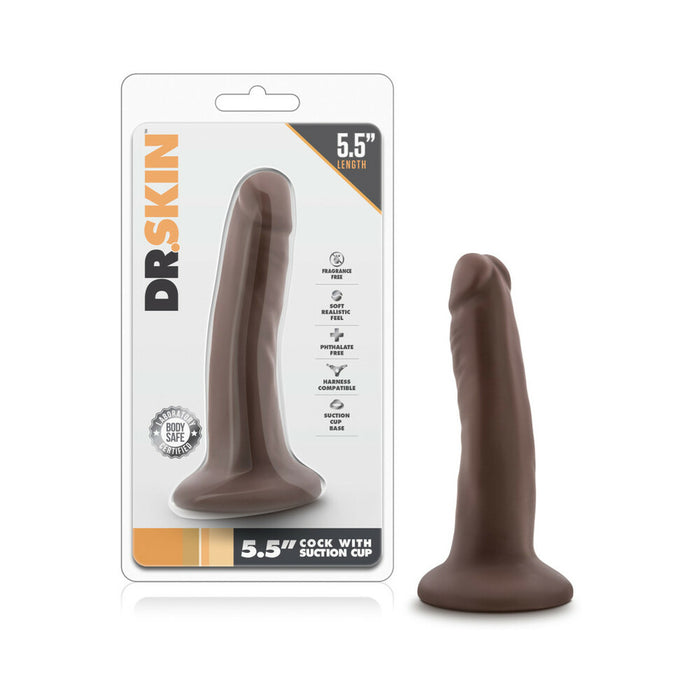 Blush Dr. Skin Realistic 5.5 in. Dildo with Suction Cup Brown