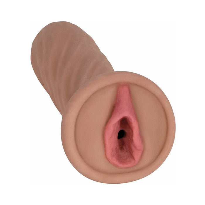Curve Toys Mistress Perfect Pussy Brianna Vibrating Stroker with Simulated Pubic Bone Tan