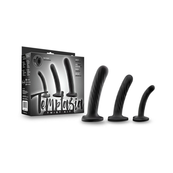 Blush Temptasia Twist Kit 3-Piece Silicone Dildo Set Black