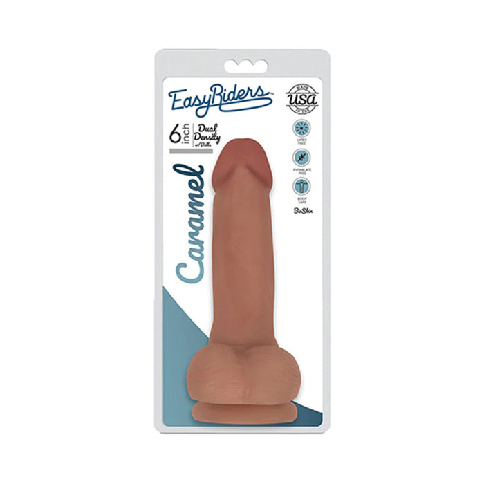 Curve Toys Easy Riders 6 in. Dual Density Dildo with Balls & Suction Cup Tan