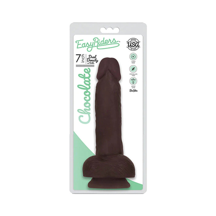 Curve Toys Easy Riders 7 in. Dual Density Dildo with Balls & Suction Cup Brown