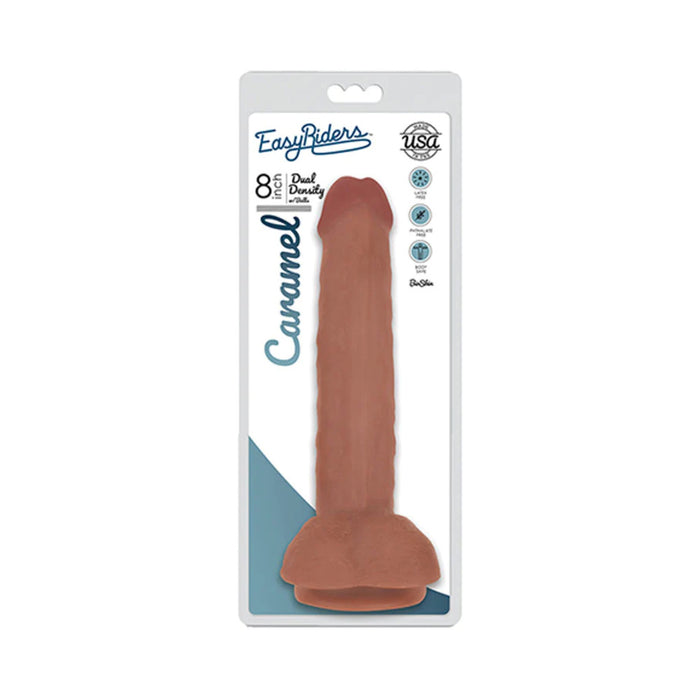 Curve Toys Easy Riders 8 in. Dual Density Dildo with Balls & Suction Cup Tan