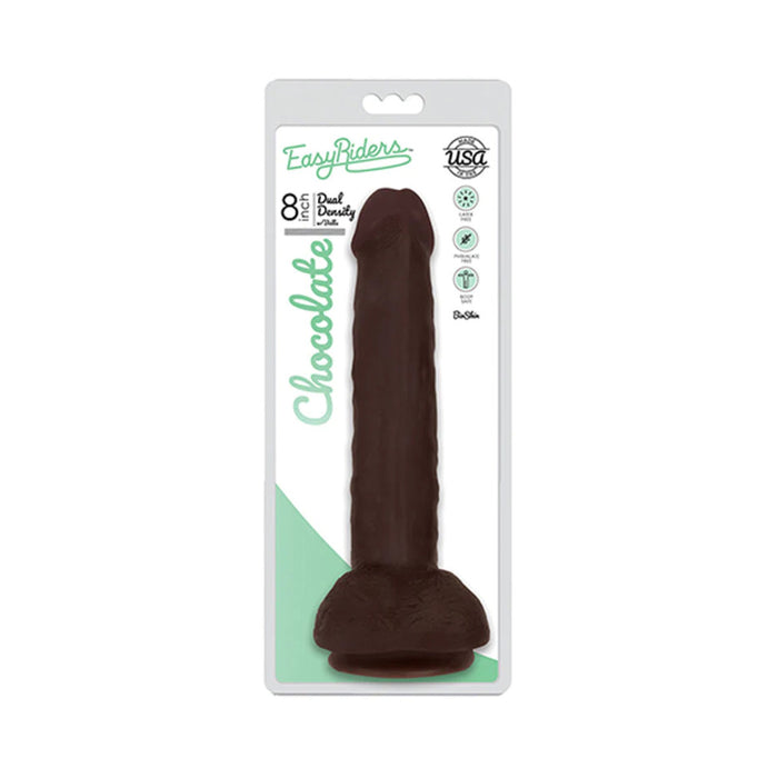Curve Toys Easy Riders 8 in. Dual Density Dildo with Balls & Suction Cup Brown