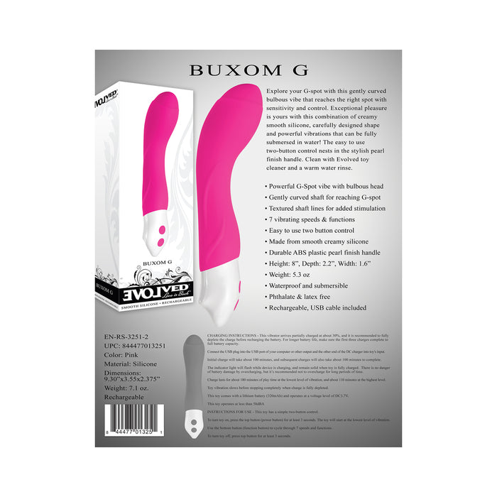 Evolved Buxom G Rechargeable Silicone G-Spot Vibrator Pink