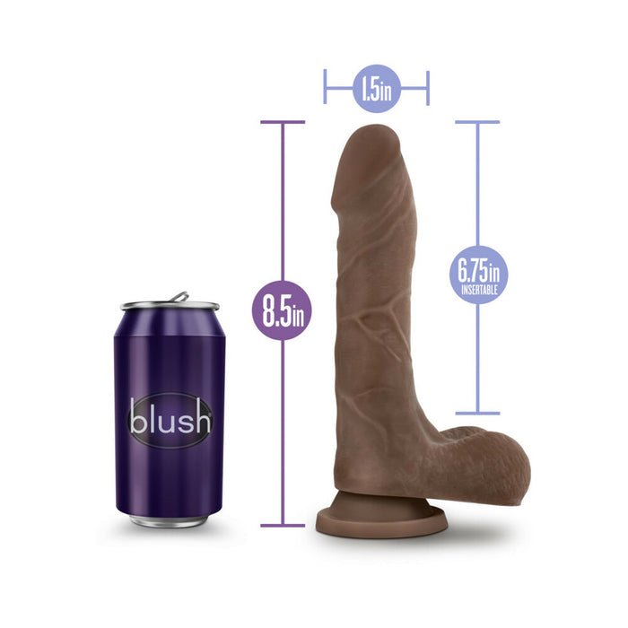 Blush Au Naturel Mister Perfect 8.5 in. Posable Dual Density Dildo with Balls & Suction Cup Brown