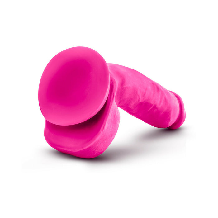 Blush Au Naturel Bold Pound 8.5 in. Posable Dual Density Dildo with Balls & Suction Cup Pink