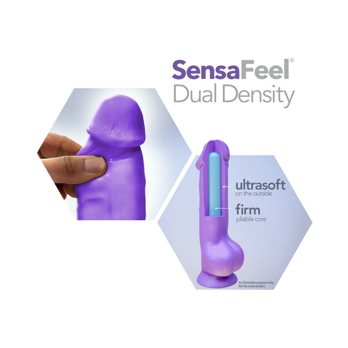 Blush Au Naturel Bold Beefy 7 in. Posable Dual Density Dildo with Balls & Suction Cup Purple