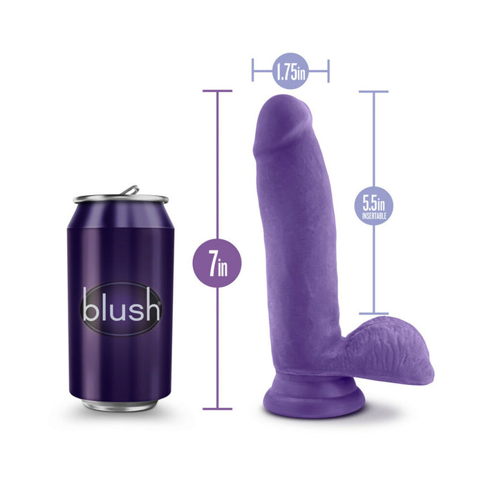 Blush Au Naturel Bold Pleaser 7 in. Posable Dual Density Dildo with Balls & Suction Cup Purple
