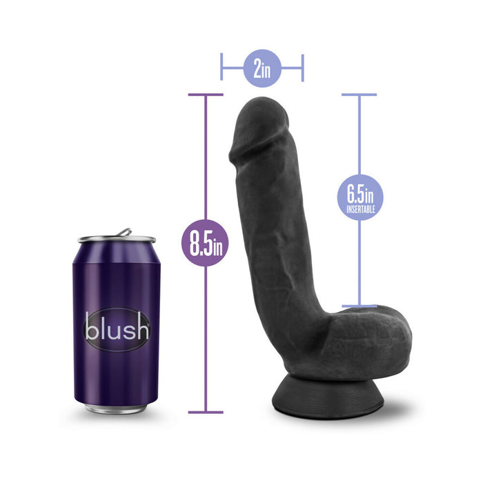 Blush Au Naturel Bold Pound 8.5 in. Posable Dual Density Dildo with Balls & Suction Cup Black