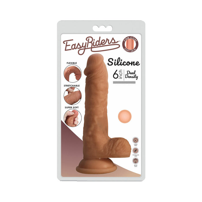 Curve Toys Easy Riders 6 in. Dual Density Silicone Dildo with Balls & Suction Cup Light