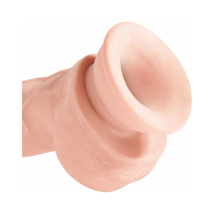 Pipedream King Cock Plus 8 in. Triple Density Cock With Balls Realistic Suction Cup Dildo Beige