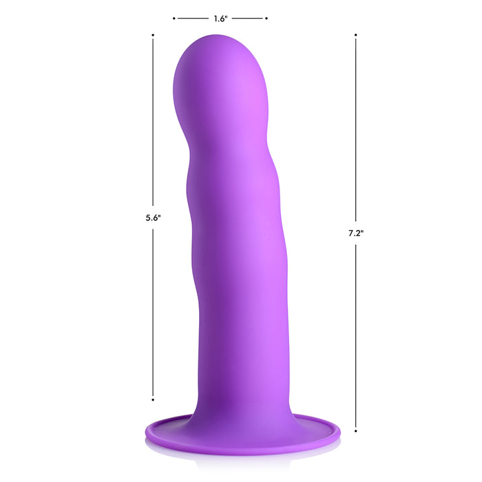 Squeezable Wavy Dildo - Purple