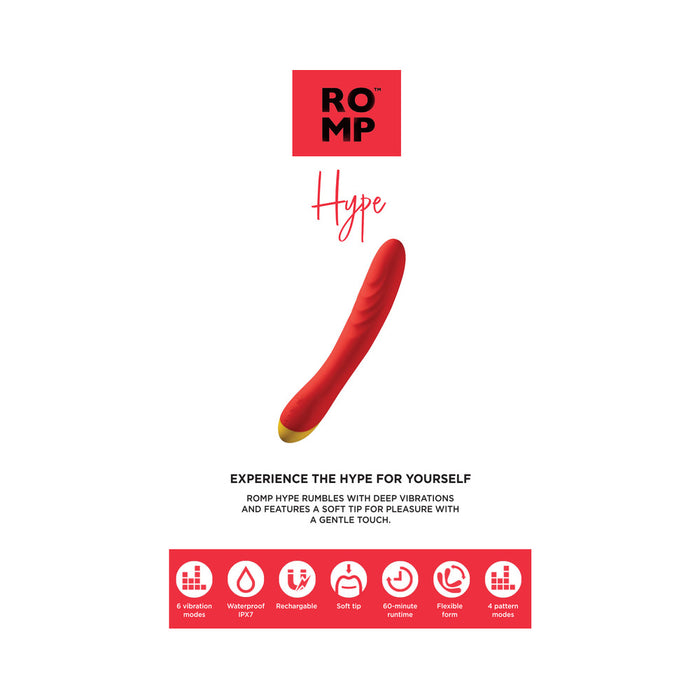 ROMP Hype Rechargeable Silicone G-Spot Vibrator Red