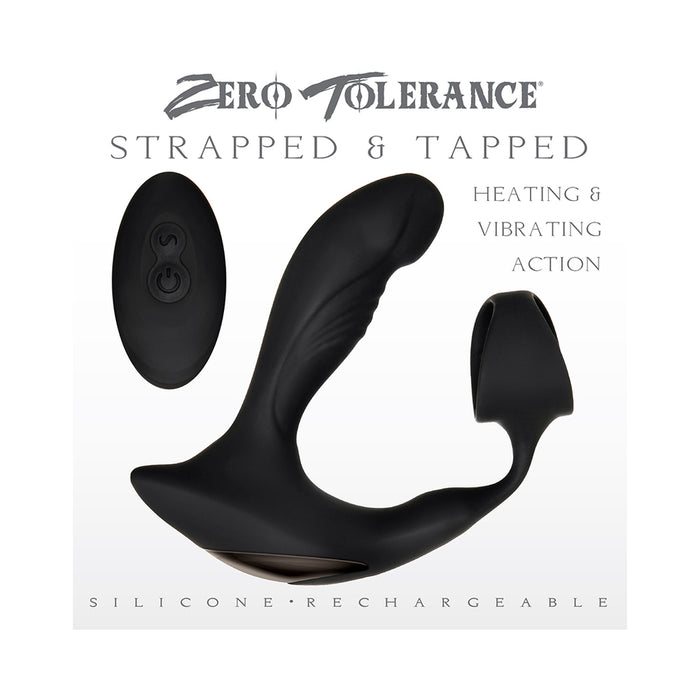 Zero Tolerance Strapped & Tapped Heating, Vibrating Prostate Massager, C-Ring Black