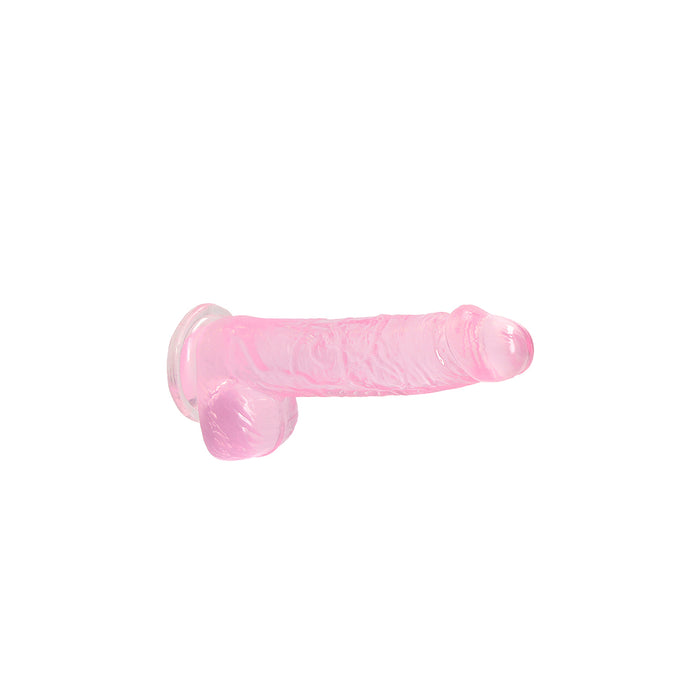 RealRock Crystal Clear Realistic 6 in. Dildo With Balls and Suction Cup Pink
