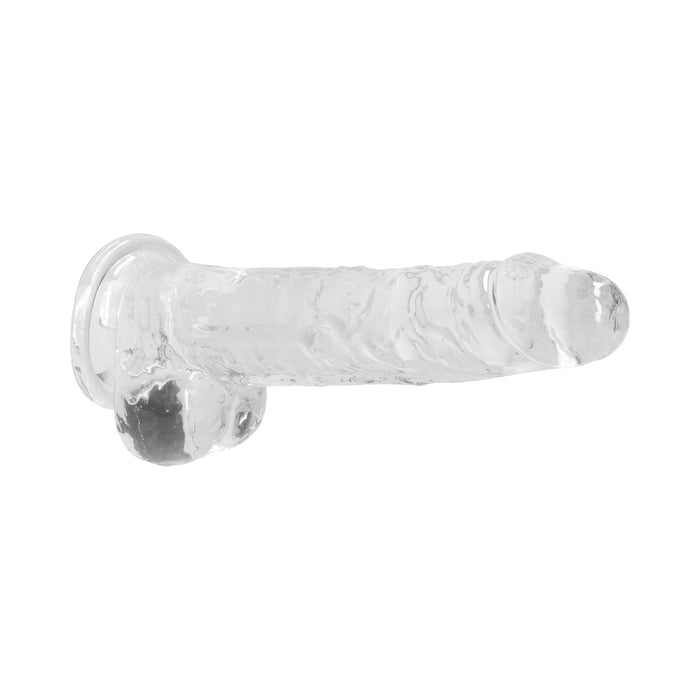 RealRock Crystal Clear Realistic 8 in. Dildo With Balls and Suction Cup Clear