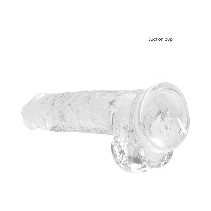 RealRock Crystal Clear Realistic 8 in. Dildo With Balls and Suction Cup Clear