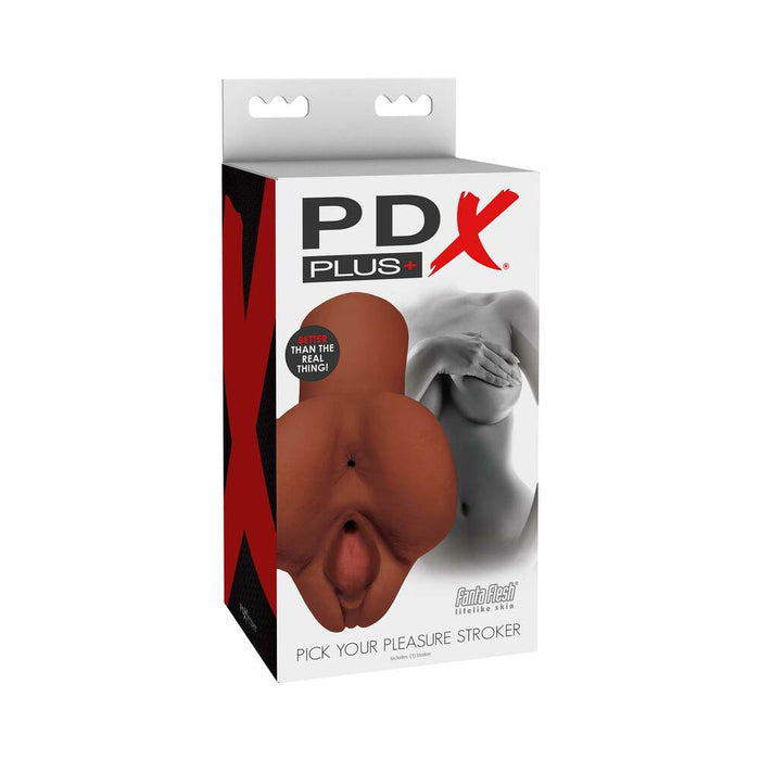 PDX Plus Pick Your Pleasure Dual Entry Stroker Brown