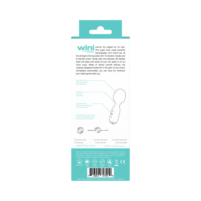 Vedo Wini Rechargeable Mini Wand Tease Me Turquoise