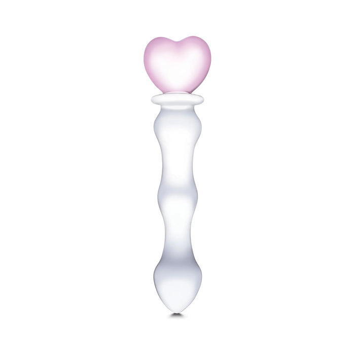 Glas 8 in. Sweetheart Glass Dildo with Pink Heart-Shaped Handle