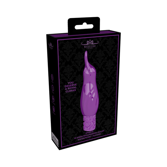 Shots Royal Gems Sparkle Rechargeable Flicking Silicone Bullet Vibrator Purple
