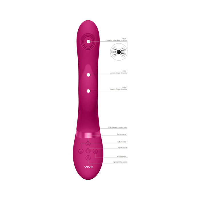 VIVE AIMI Rechargeable Swinging Pulse-Wave Silicone Rabbit Vibrator Pink