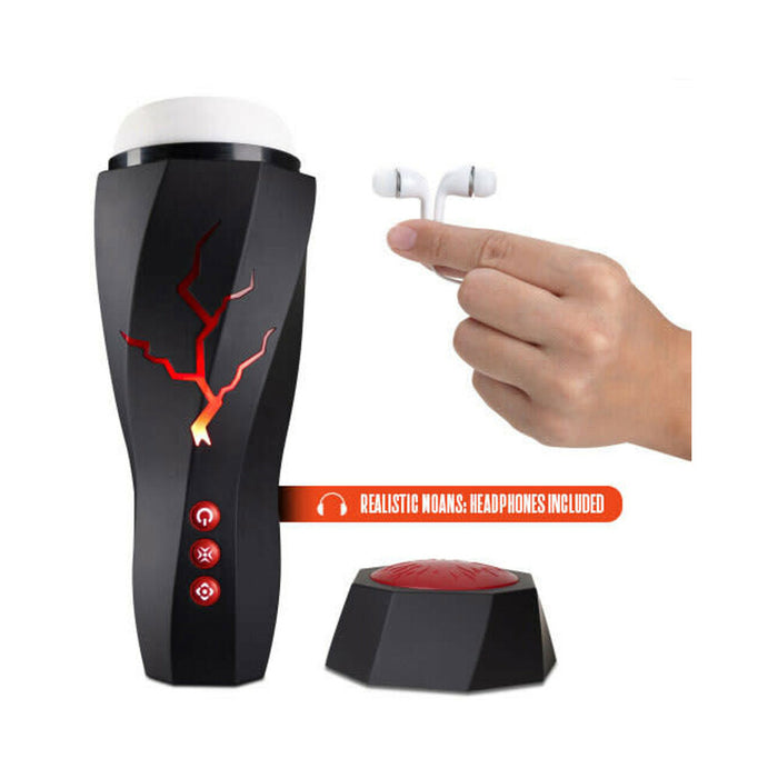 Blush M for Men Storm Rechargeable Vibrating Suction Masturbator Black