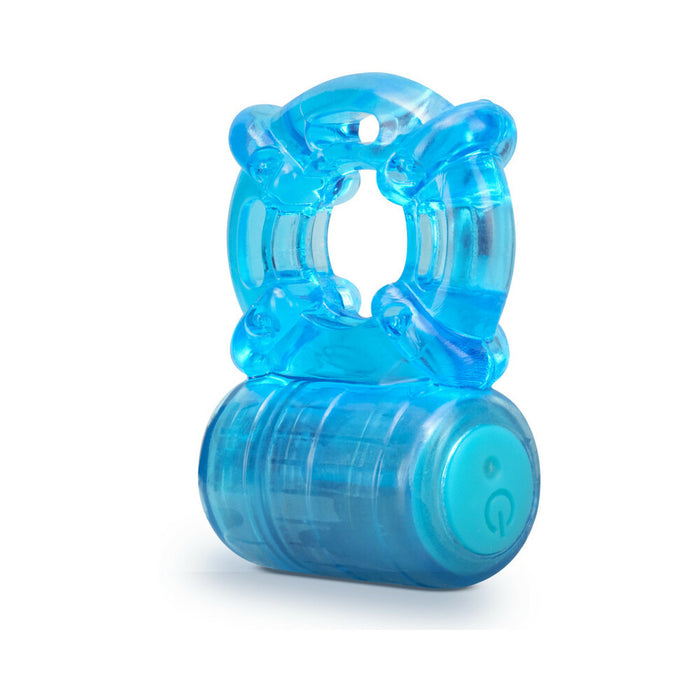 Blush Stay Hard Rechargeable 5 Function Vibrating Cockring Blue