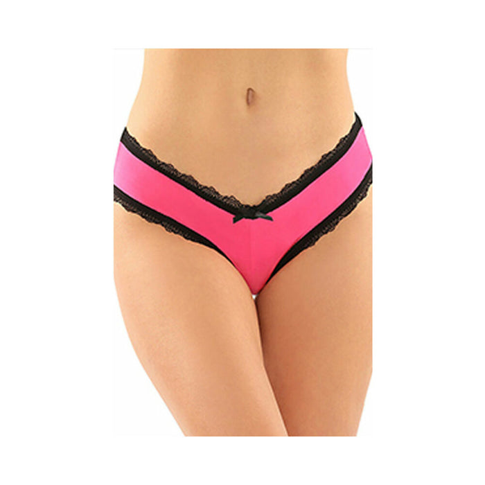 Fantasy Lingerie Dahlia Cheeky Hipster Panty With Lace Trim & Keyhole Cutout Pink S/M