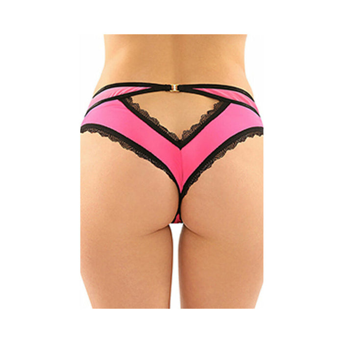 Fantasy Lingerie Dahlia Cheeky Hipster Panty With Lace Trim & Keyhole Cutout Pink S/M