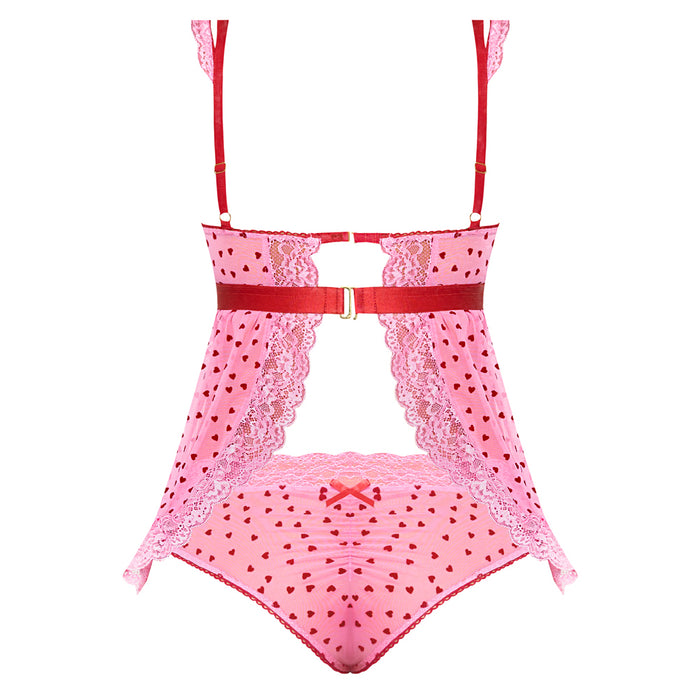 Magic Silk Tickled Pink Babydoll & Panty Set Pink S/M