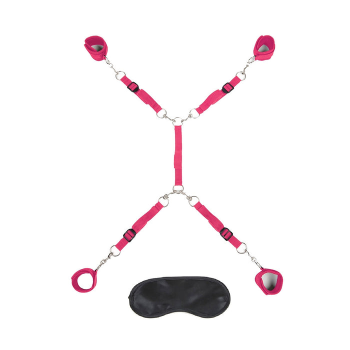 Lux Fetish 7-Piece Bed Spreader Playful Restraint System Hot Pink