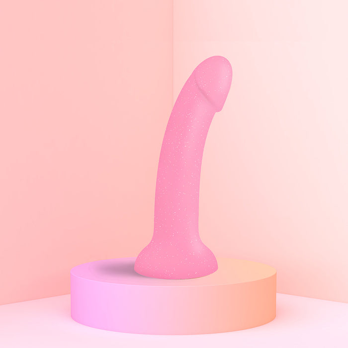 Love to Love Dildolls Glitzy 7 in. Silicone Dildo Pink Glitter