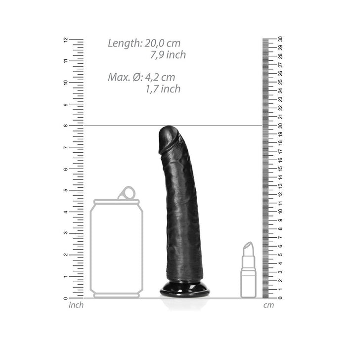 RealRock Realistic 7 in. Slim Dildo With Suction Cup Black