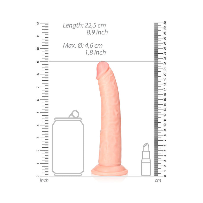 RealRock Realistic 8 in. Slim Dildo With Suction Cup Beige