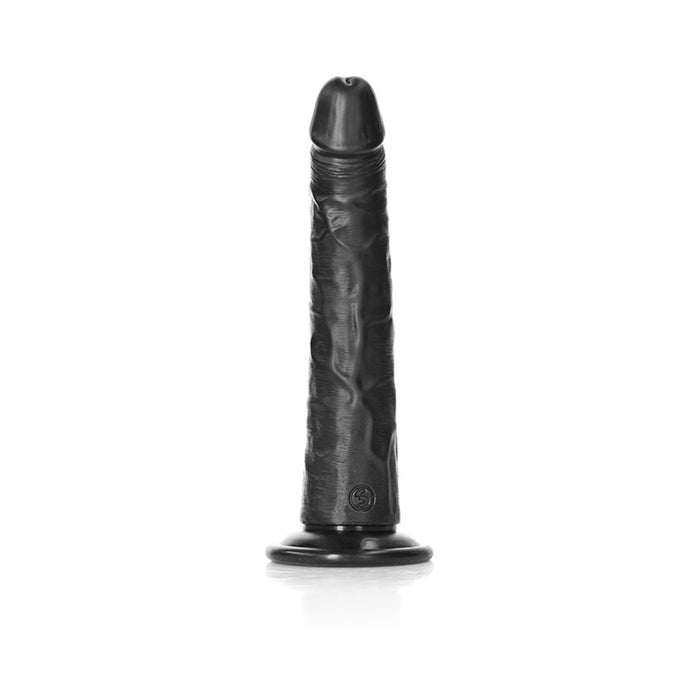 RealRock Realistic 8 in. Slim Dildo With Suction Cup Black