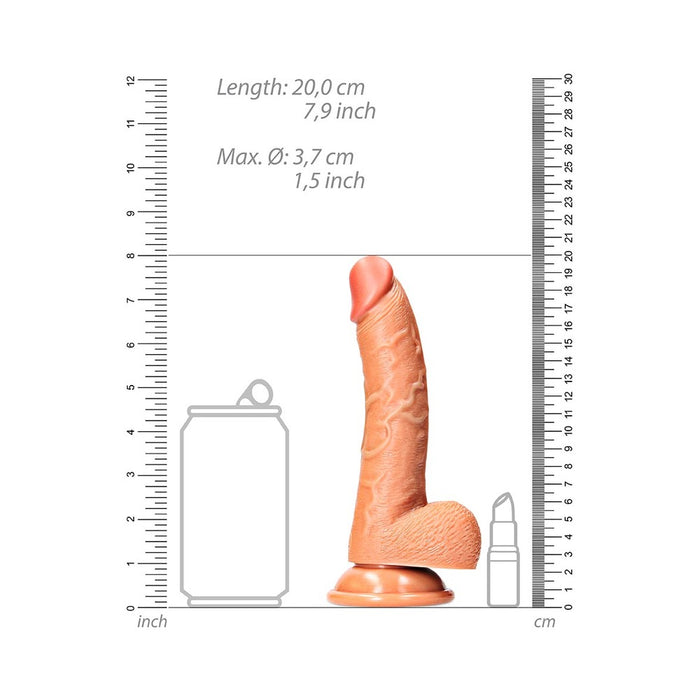 RealRock Realistic 7 in. Curved Dildo With Balls and Suction Cup Tan
