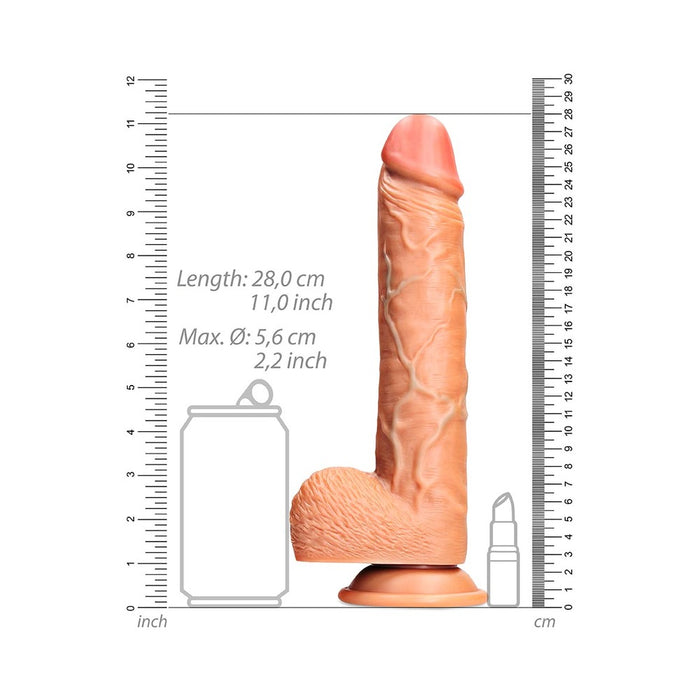 RealRock Realistic 10 in. Straight Dildo With Balls and Suction Cup Tan