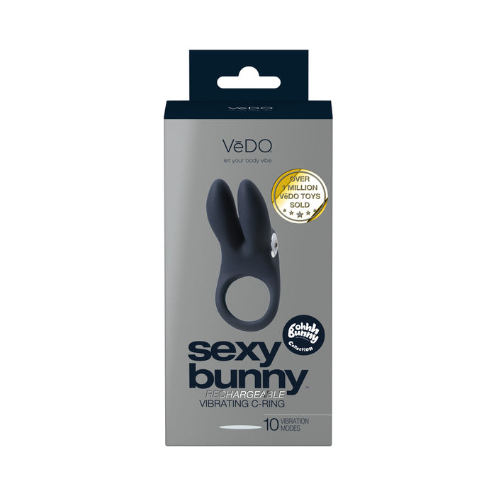 Vedo Sexy Bunny Rechargeable Vibrating C-Ring Black Pearl