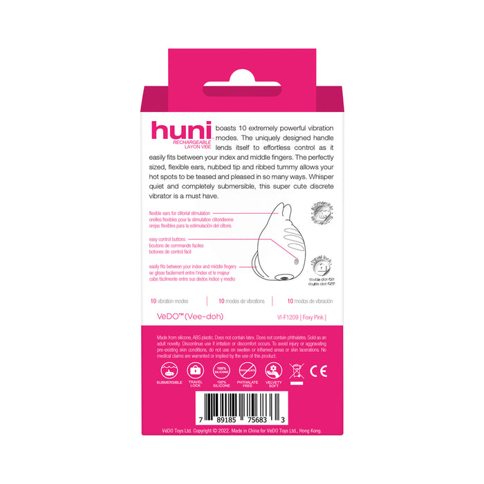 Vedo Huni Rechargeable Finger Vibe Tease Me Foxy Pink